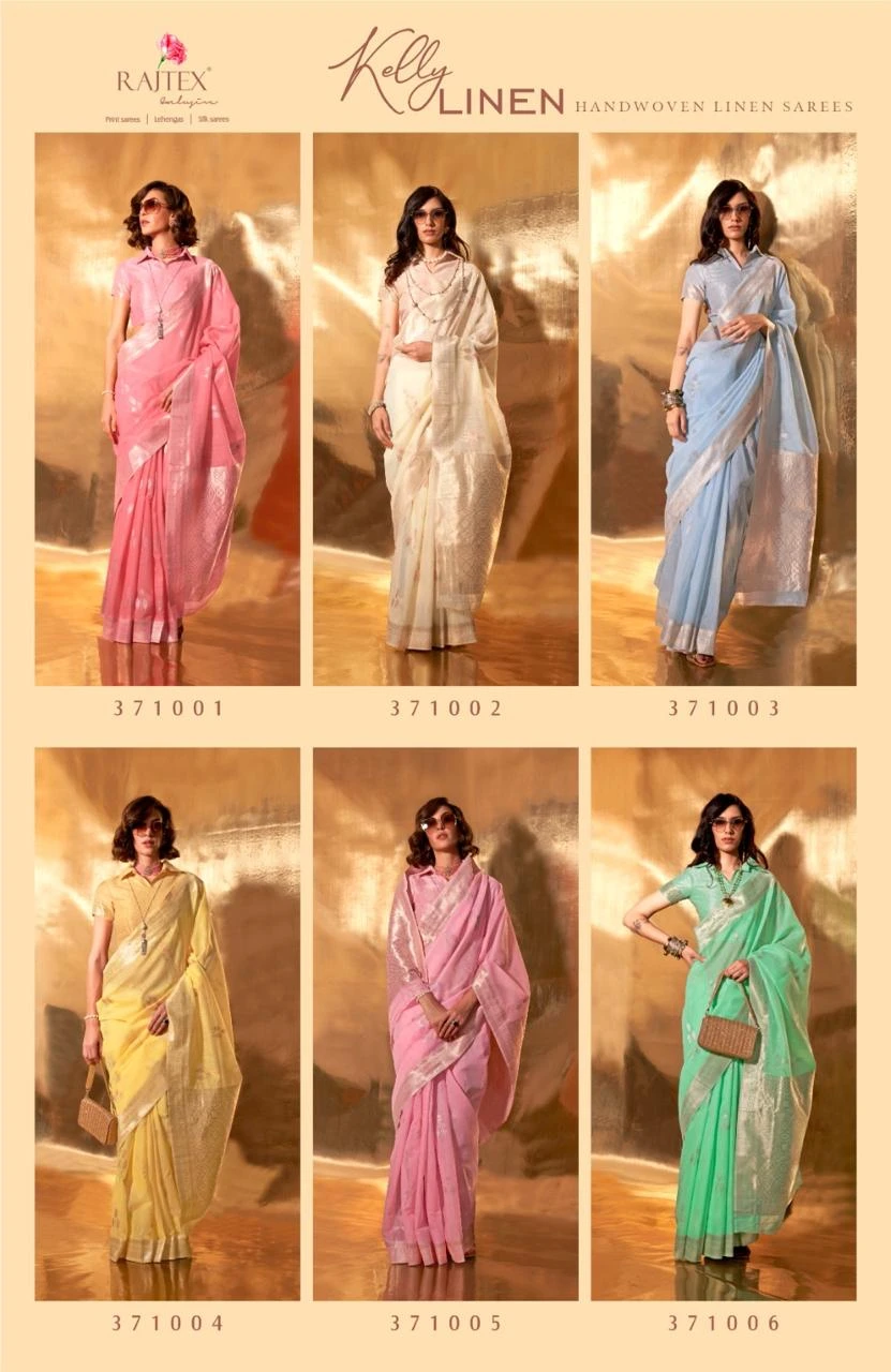 Rajtex Kelly Linen Cotton Wholesale Fancy Sarees Catalog — Wholesale Sarees, rajtex wholesale from Surat — view 14